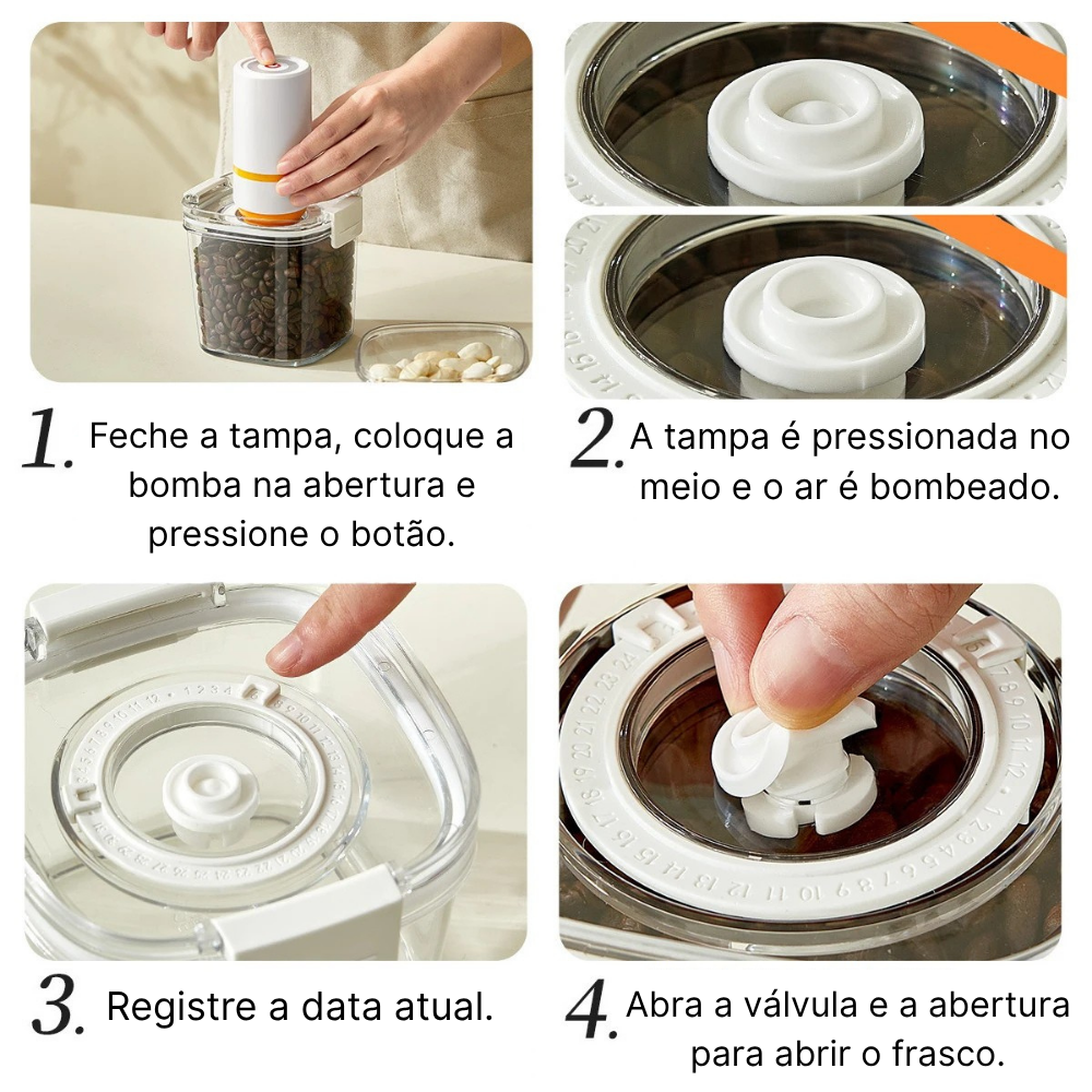 Recipiente hermético a vácuo | Bomba elétrica