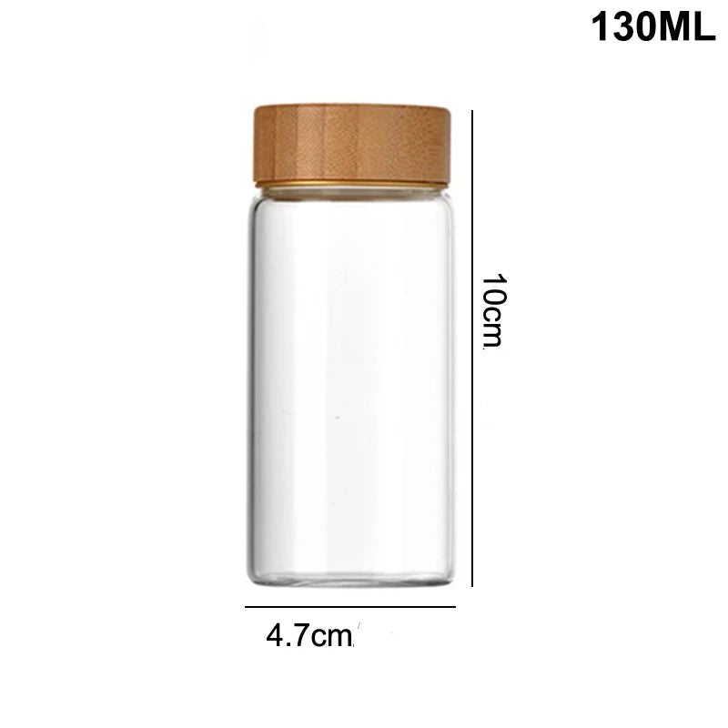 Recipiente de vidro com tampa de madeira