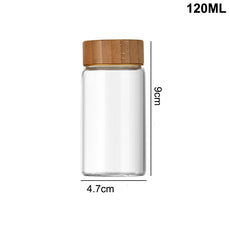Recipiente de vidro com tampa de madeira