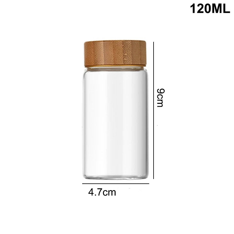 Recipiente de vidro com tampa de madeira