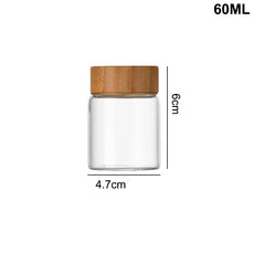 Recipiente de vidro com tampa de madeira