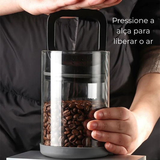 Recipiente hermético de vidro com alça