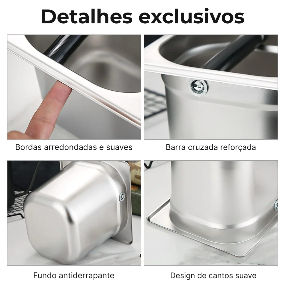 Knock Box Espresso – Caixa de Batida Antiderrapante para Baristas